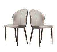 Sedie da pranzo - Sedia imbottita in pelle di stile moderno di metà secolo for cucina e sala da pranzo - Design senza braccioli con ampio schienale curvo e gambe in metallo(Light Gray,Set of 2)