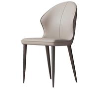 Sedie da pranzo - Sedia imbottita in pelle di stile moderno di metà secolo for cucina e sala da pranzo - Design senza braccioli con ampio schienale curvo e gambe in metallo(Light Gray,Set of 1)