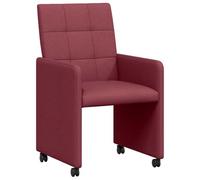 Sedie da Pranzo su Ruote 2 Pezzi Textile Bordeaux | Compensato e metallo resistente, seduta in tessuto morbido, stile contemporaneo, mobilità fluida, montaggio facile