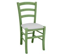 Sedie da sala da pranzo in legno Venezia verde con seduta in similpelle grigio