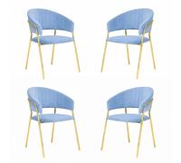 Sedie da sala da pranzo set da 4 Aurelia con schienale in velluto celeste