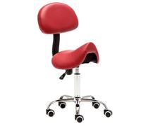 Sedie da salone, sedia a sella con supporto for la schiena, sgabello ergonomico con seduta a sella e ruote, sedia da salone, sedia da cucina, sgabello for la musica in casa e for la verniciatura.(Red)