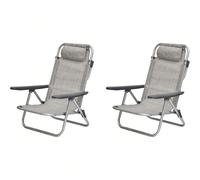 Sedie da spiaggia Coppia Spiaggine colore grigio melange in textilene 2x1 e alluminio. Adatte ad essere collocate in giardino, in terrazzo, in spiaggia o in campeggio.