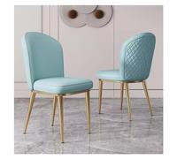 Sedie da tavolo da cucina, sedie da pranzo, sedie da bancone in pelle vintage di metà secolo, sedie da soggiorno for il tempo libero, sedia laterale imbottita con gambe in metallo dorato(Blauw)