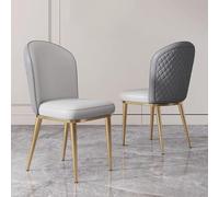 Sedie da Tavolo da Cucina, sedie da Pranzo, sedie da bancone in Pelle Vintage di metà secolo, sedie da Soggiorno for Il Tempo Libero, Sedia Laterale Imbottita con Gambe in Metallo Dorato(Grey)