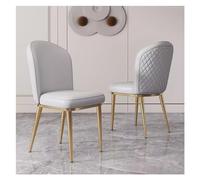Sedie da tavolo da cucina, sedie da pranzo, sedie da bancone in pelle vintage di metà secolo, sedie da soggiorno for il tempo libero, sedia laterale imbottita con gambe in metallo dorato(Gray-1)
