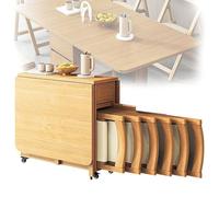 Sedie da tavolo da pranzo set di 6, set da pranzo pieghevole, tavolo a farfalla per salvatore spaziale, tavolo da pranzo estensibile per sale da pranzo, balconi, spazi stretti, colore del legno di