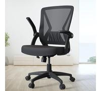 Sedie da ufficio ergonomiche con schienale medio, in rete, con braccioli ribaltabili e supporto lombare e ruote girevoli