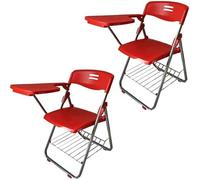 Sedie da ufficio pieghevoli con tavoletta da scrittura, set di 2 sedie in plastica per allenamento, conferenze e apprendimento, struttura in acciaio