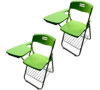 Sedie da ufficio pieghevoli con tavoletta da scrittura, set di 2 sedie in plastica per allenamento, conferenze e apprendimento, struttura in acciaio