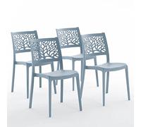 Sedie Flora in resina con fibra di vetro (4, Azzurro Cemento)