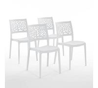 Sedie Flora in resina con fibra di vetro (4, Bianco)
