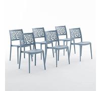 Sedie Flora in resina con fibra di vetro (6, Azzurro Cemento)