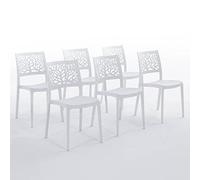Sedie Flora in resina con fibra di vetro (6, Bianco)
