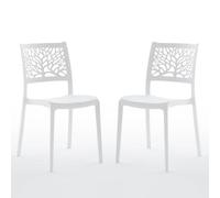 Sedie Flora in resina con fibra di vetro impilabili per l'interno/esterno (2, Bianco)