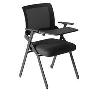 Sedie for reception, bracciolo for tablet ribaltabile, tessuto traspirante, robusta struttura in metallo, for sala d'attesa, riunioni, bar dell'hotel, centro di formazione scolastica(Black 1ps)