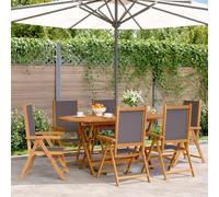 Sedie Giardino Reclinabili 6 Pezzi in Legno Massello Acacia con Schienale Regolabile, Sedia Pieghevole da Esterno per Terrazza Giardino Balcone, Antracite Tessuto Poliestere, Portata 110kg
