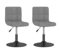 Sedie girevoli in velluto grigio chiaro, 2 pezzi, regolabili in altezza, | Uso versatile in casa o in ufficio, girevole a 360°, rivestimento imbottito, base solida nera, capacità 110 kg