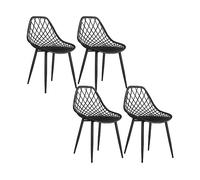 HOMCOM Set 4 Sedie da Pranzo Moderne con Schienale Traforato in Plastica e Gambe in Metallo, Nero Aosom Italy