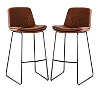 Sedie in Cuoio con sgabelli da Bar e Alti poggiapiedi per l'isola della Cucina, caffè, Pub (marrone-2ps, 65 cm)