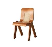 Sedie in rattan per la casa Sedia da pranzo retrò in rattan - Schienale in legno, poltrona lounge for il relax sul balcone, sedie laterali retrò della metà del secolo Sedia da giardino(Bruin)