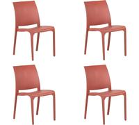 Sedie in resina impilabile in polipropilene made in Italy design per interno esterno SOFIA Bianca set 4 pz Dimensione 46 x54 x h80 cm peso 3.2 kg, riciclabile al 100x100 colore Rosso rosso