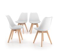 Sedie in stile nordico Greta, Set da 4, Bianco