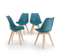 Sedie in stile nordico Greta, Set da 4, Blu Petrolio