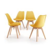 Sedie in stile nordico Greta, Set da 4, Giallo Senape