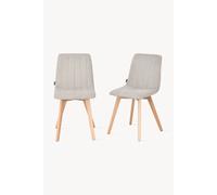 Sedie in tessuto Vera, Set da 2, Beige con gambe in legno