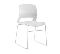 Sedie Moderne Impilabili per Ospiti, Sedie per Reception da Ufficio con Seduta e Schienale Imbottiti, Portata 150 kg, per Sala D'attesa, Cucina, Sala Relax, Formazione, Banchetti(White)