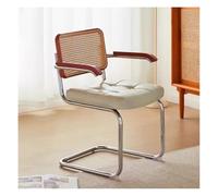 Sedie moderne in rattan di metà secolo con braccioli, schienale in canna intrecciata a mano, seduta in pelle PU, eleganti sedie per il tempo libero per sala da pranzo e cucina