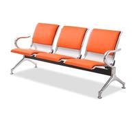 Sedie per reception aeroportuale a 3 posti, panca per sala d'attesa con braccioli, posti a sedere per ospiti in metallo per area di attesa, sedia da ufficio in pelle PU, per ufficio, ospedale, banca