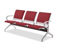 Sedie per reception aeroportuale a 3 posti, panca per sala d'attesa con braccioli, posti a sedere per ospiti in metallo per area di attesa, sedia da ufficio in pelle PU, per ufficio, ospedale, banca