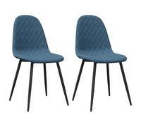 Sedie per sala da pranzo, 2 pezzi, velluto blu | Imbottitura spessa e morbida, ergonomica, gambe in metallo verniciato a polvere, massimo 110 kg per seduta