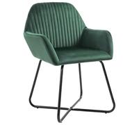 Sedie per sala da pranzo, 2 pezzi, velluto verde con braccioli e gambe in | rivestimento in velluto verde, braccioli, schienale, gambe in acciaio verniciato a polvere, massimo 110 kg per seduta