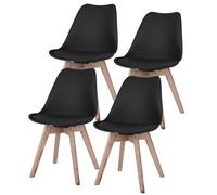 Sedie per sala da pranzo Sedie con scocca in rovere nero, set da 4 Sedie da cucina legno, plastica, cuscini di seduta in PP, pelle PU, LxPxA 48x42x82 cm, set da 4