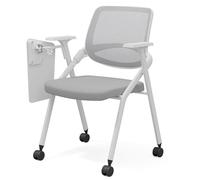 Sedie Pieghevoli Commerciali Con Schienale In Rete E Ruote Con Telaio In Acciaio E Imbottitura Per L'ufficio Domestico Sedia Per Reception Conferenze E Sale D'attesa Per Interni Ed Esterni(Gray B)