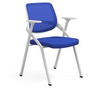 Sedie Pieghevoli Commerciali Con Schienale In Rete E Ruote Con Telaio In Acciaio E Imbottitura Per L'ufficio Domestico Sedia Per Reception Conferenze E Sale D'attesa Per Interni Ed Esterni(Blauw)