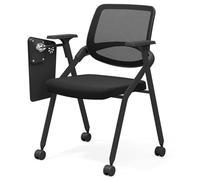 Sedie Pieghevoli Commerciali Con Schienale In Rete E Ruote Con Telaio In Acciaio E Imbottitura Per L'ufficio Domestico Sedia Per Reception Conferenze E Sale D'attesa Per Interni Ed Esterni(Black C)