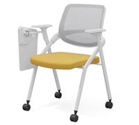 Sedie Pieghevoli Commerciali Con Schienale In Rete E Ruote Con Telaio In Acciaio E Imbottitura Per L'ufficio Domestico Sedia Per Reception Conferenze E Sale D'attesa Per Interni Ed Esterni(Yellow)