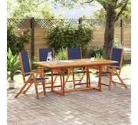 Sedie pieghevoli da giardino set di 4 legno di acacia e textilene