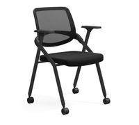 Sedie pieghevoli per sala conferenze con ruote, sedie da ufficio imbottite e pieghevoli, per allenamento e ricevimento, sedie impilabili per gli ospiti (bianco, mobile)