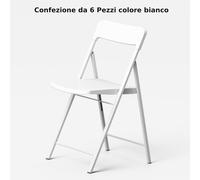 Sedie pieghevoli richiudibili ZETA 6 Altezza seduta 45 cm Pezzi con struttura Alluminio verniciata bianca . chiusa ingombra solo 5 cm seduta e schienale in plastica Bianco bianco