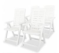 Sedie Reclinabili da Giardino 4 pz in Plastica Bianche
