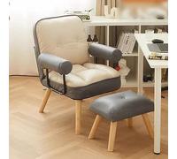 Sedie reclinabili per adulti, sedia per soggiorno con poggiapiedi, divano singolo, poltrona, gambe in legno massello, sedia da lettura per ufficio, balcone, grigio-bianco