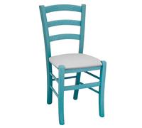 Sedie sala da pranzo Venezia legno turchese con seduta in similpelle grigio