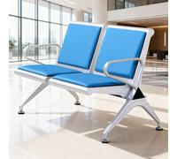 Sedie Sala d'Attesa A 2 Posti in PU con Braccioli, Panca per Sala d'Attesa, Sedia da Reception per Banche, Ospedali, Hall, Aeroporti(Light blue)