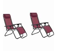 Sedie sdraio richiudibile da esterno a gravita zero rosso / bordeaux x 2