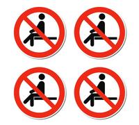 Sedie vietate: P018 - DIN EN ISO 7010 / ASR A1.3 - Adesivo: Ø 7,5 cm, 4 pezzi